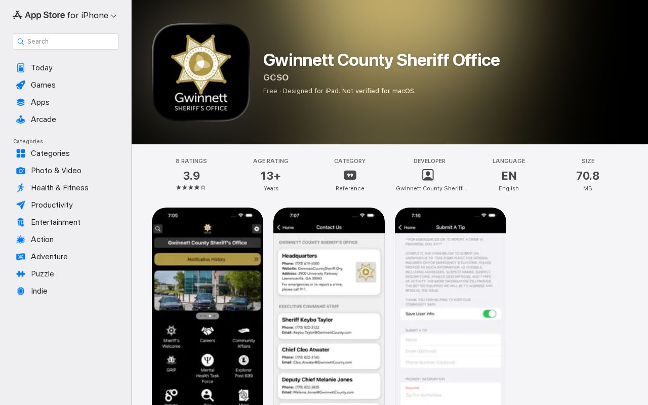 Gwinnett County 24-hour release companion Sheriff app listing