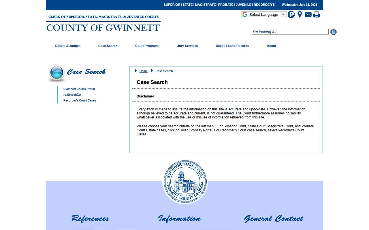 Gwinnett Courts case search instructions